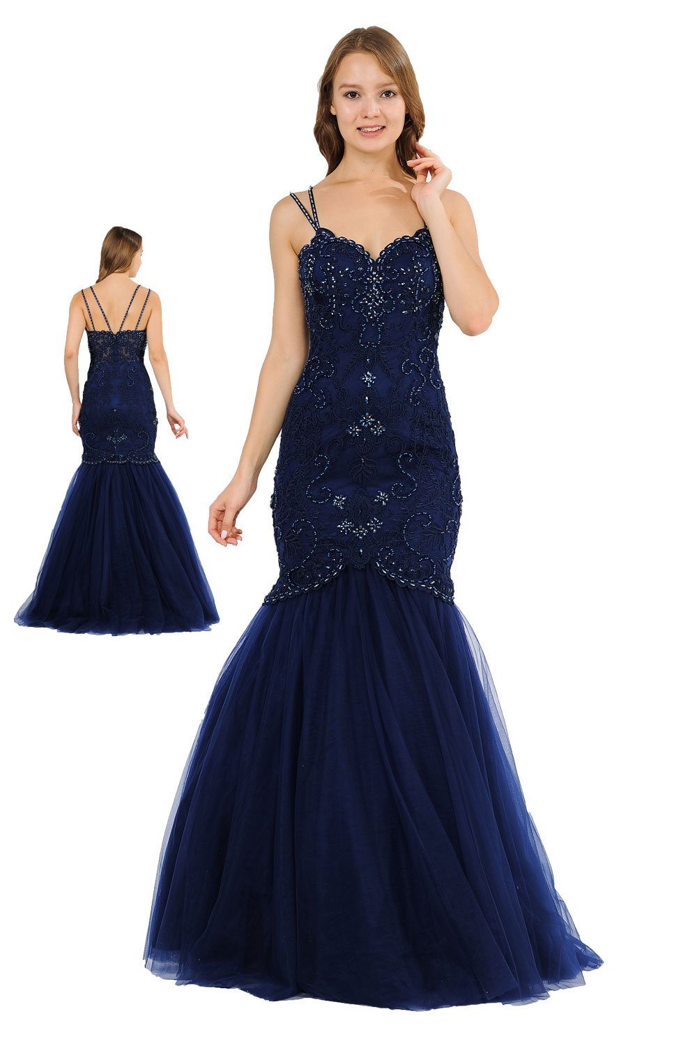 Long Trumpet Dress with Embellished Bodice by Poly USA 8352-Long Formal Dresses-ABC Fashion