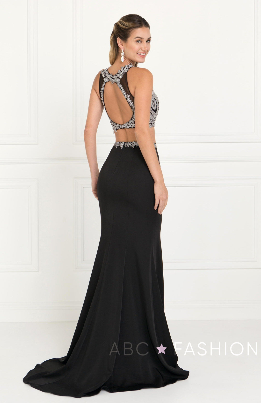 Long Two-Piece Mermaid Dress with Back Cutout by Elizabeth K GL2419-Long Formal Dresses-ABC Fashion