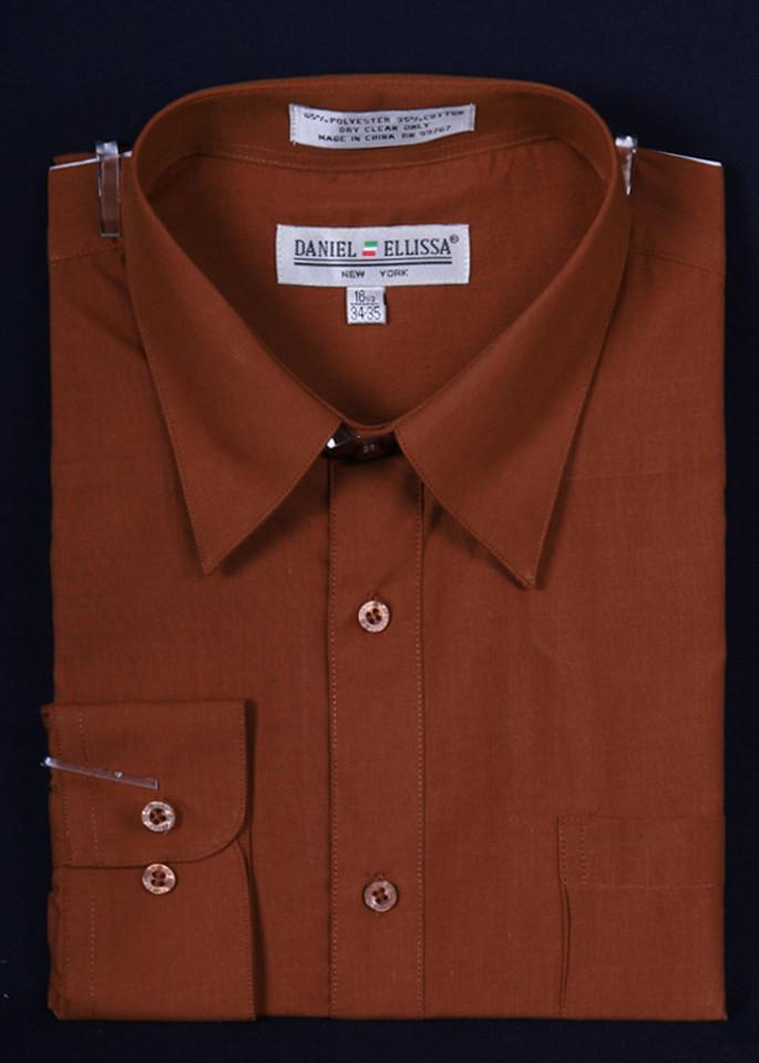 Men's Brown Long Sleeve Dress Shirt 18 34/35 / Brown Men's Brown Long Sleeve Dress Shirt 18 34/35 / Brown