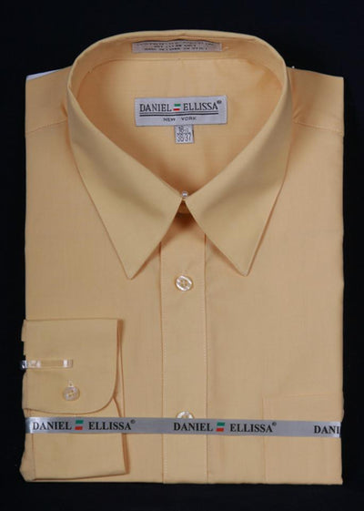 Men's Canary Yellow Long Sleeve Dress Shirt-Men's Dress Shirts-ABC Fashion