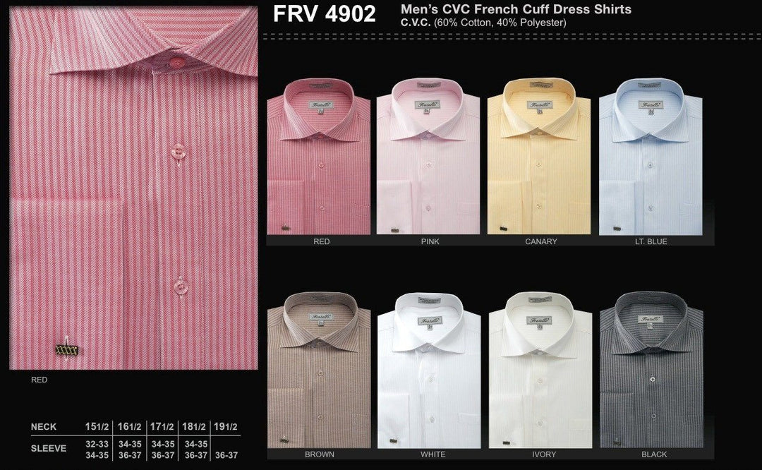 Men's CVC French Cuff Dress Shirts - 8 Colors-Men's Dress Shirts-ABC Fashion