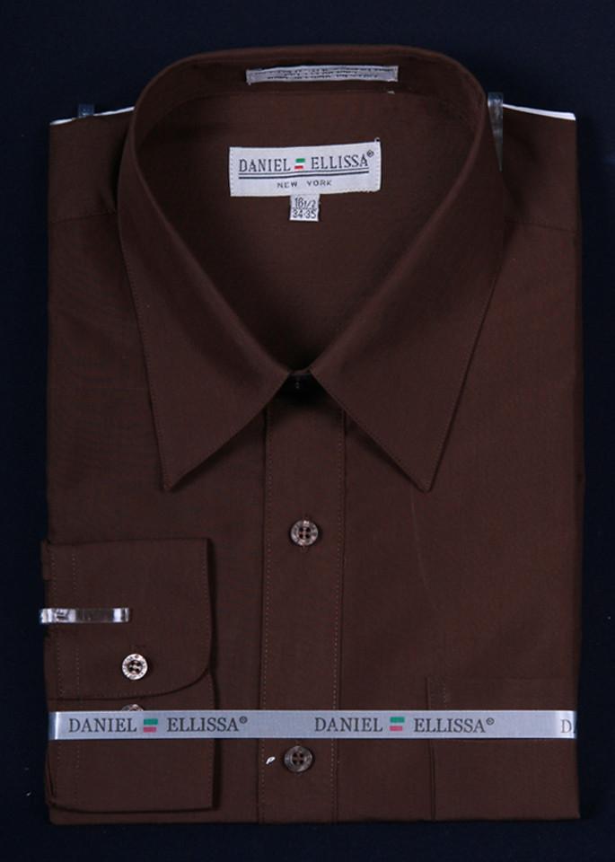 Men's Dark Brown Long Sleeve Dress Shirt 18 36/37 / Dark Brown Men's Dark Brown Long Sleeve Dress Shirt 18 36/37 / Dark Brown
