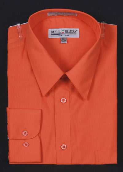 Men's Orange Long Sleeve Dress Shirt-Men's Dress Shirts-ABC Fashion