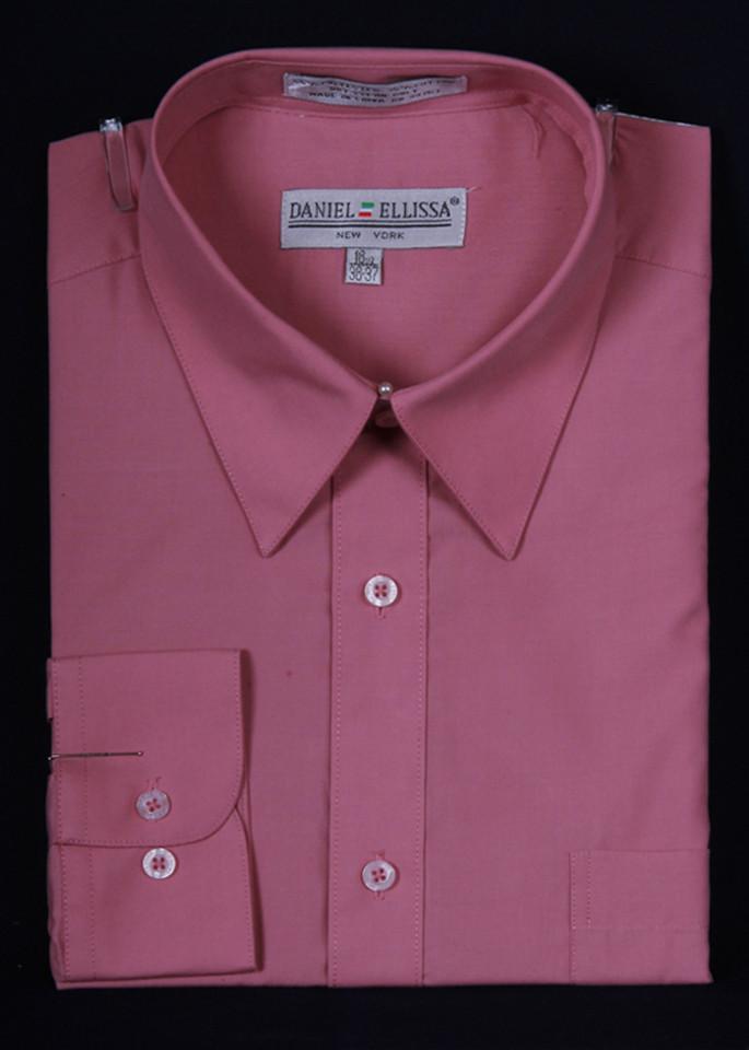 Men's Rose Pink Long Sleeve Dress Shirt - Main Image