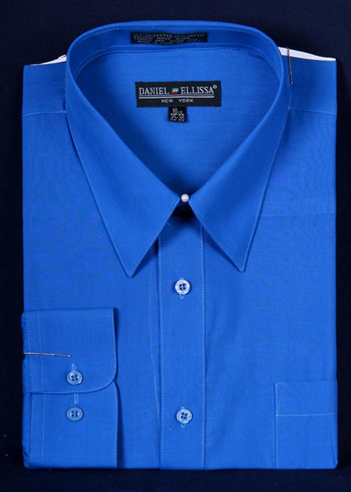 Men's Royal Blue Long Sleeve Dress Shirt - Main Image