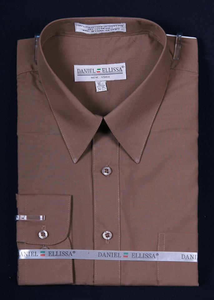 Men's Taupe Long Sleeve Dress Shirt-Men's Dress Shirts-ABC Fashion