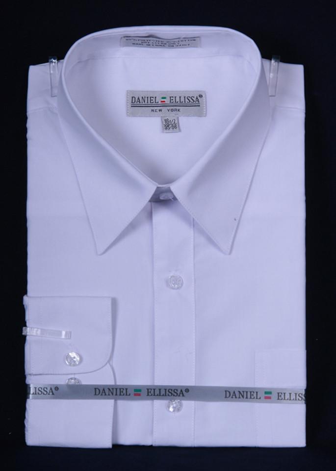Men's White Long Sleeve Dress Shirt 15.5 34/35 / White