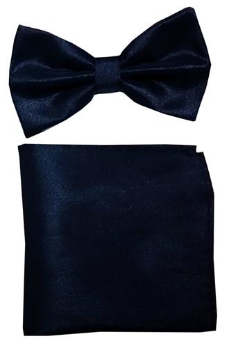 Metallic Black Bow Tie with Pocket Square (Pointed Tip)-Men's Bow Ties-ABC Fashion