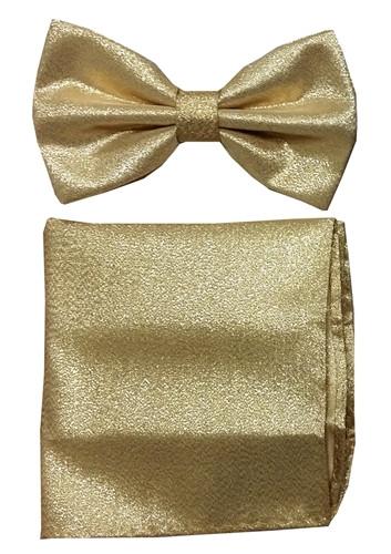 Metallic Black Bow Tie with Pocket Square (Pointed Tip)-Men's Bow Ties-ABC Fashion
