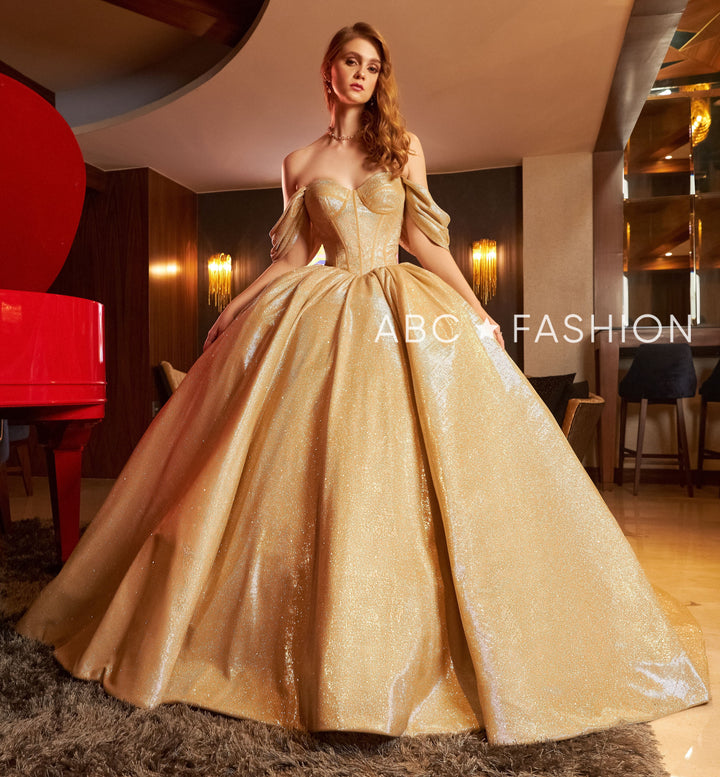 Metallic Off Shoulder Quinceanera Dress by Ragazza EV21-621