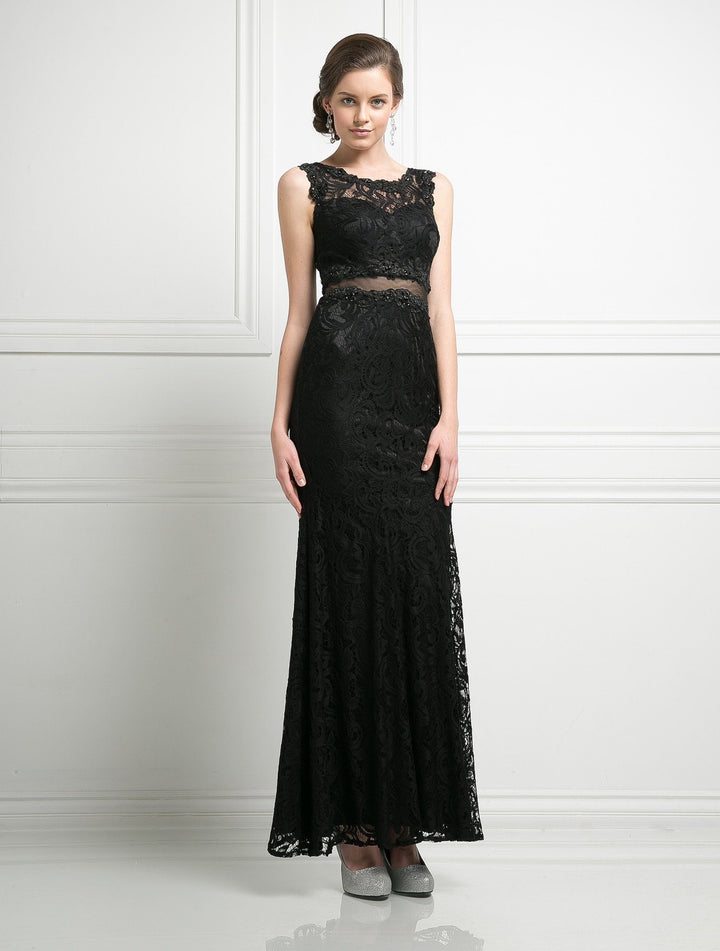 Mock Two Piece Lace Evening Dress by Cinderella Divine CF067L-Long Formal Dresses-ABC Fashion