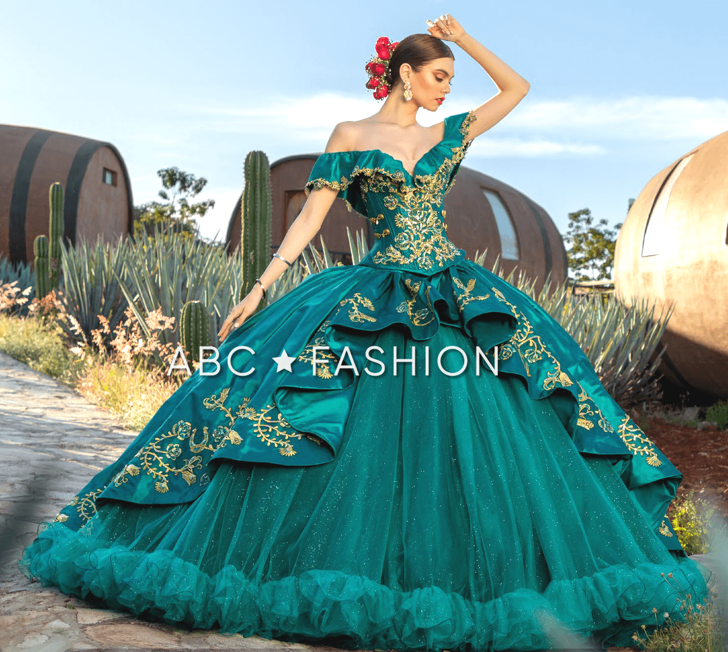 emerald green charro quince dress Emerald Green Charro 15 Dresses Off Shoulder Charro Quinceanera Dress By Ragazza M35-135
