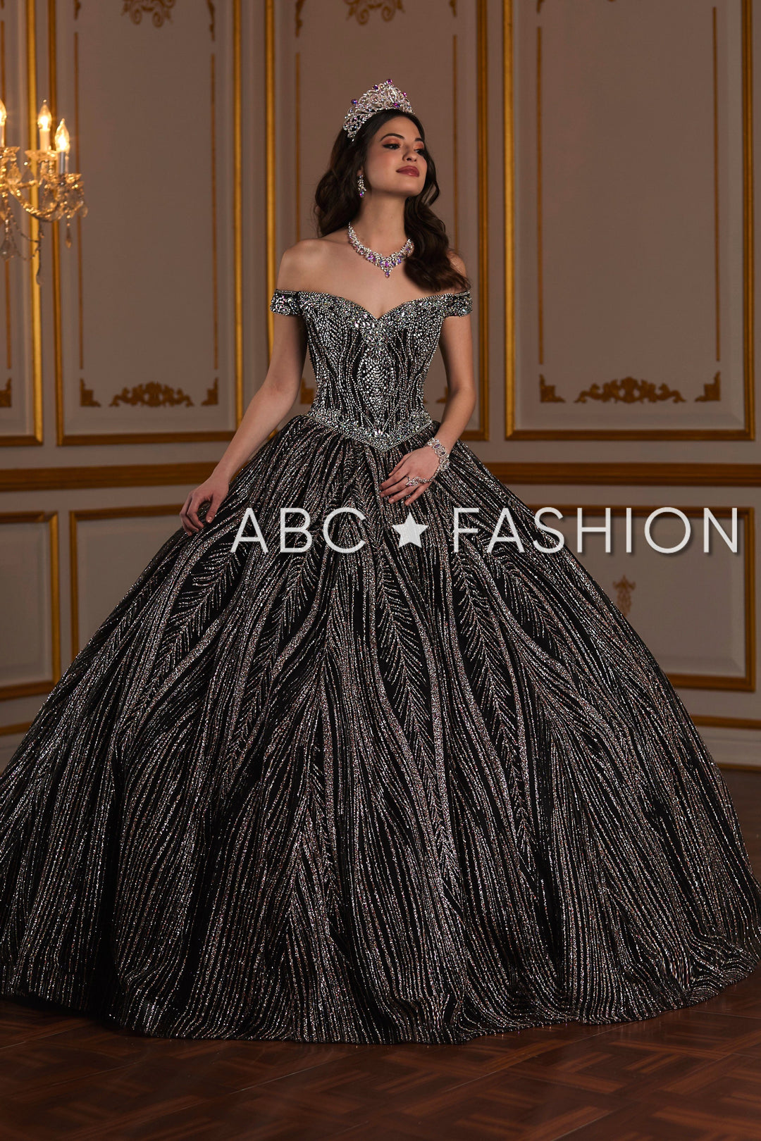 Off Shoulder Glitter Quinceanera Dress by House of Wu 26937-Quinceanera Dresses-ABC Fashion