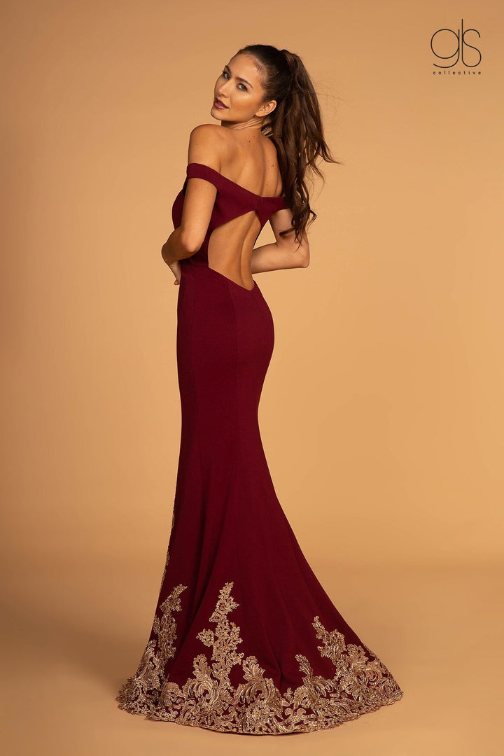 Off Shoulder Mermaid Dress with Appliques by Elizabeth K GL2658-Long Formal Dresses-ABC Fashion