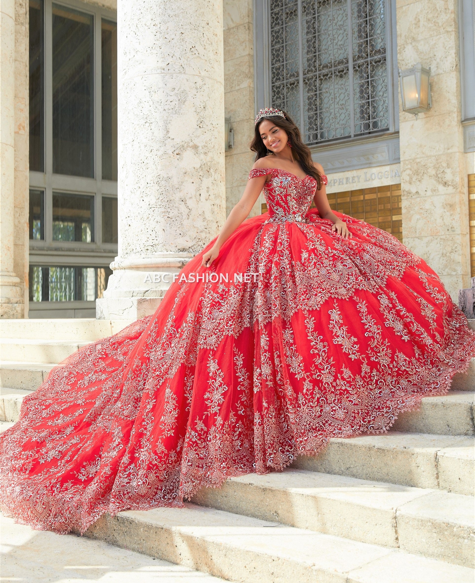 Off Shoulder Quinceanera Dress by House of Wu 26031 0 / Red Off Shoulder Quinceanera Dress by House of Wu 26031 0 / Red