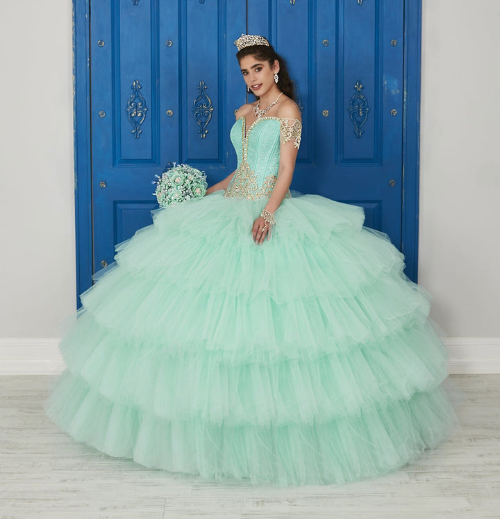 Off the Shoulder V-Neck Dress by House of Wu LA Glitter 24036-Quinceanera Dresses-ABC Fashion