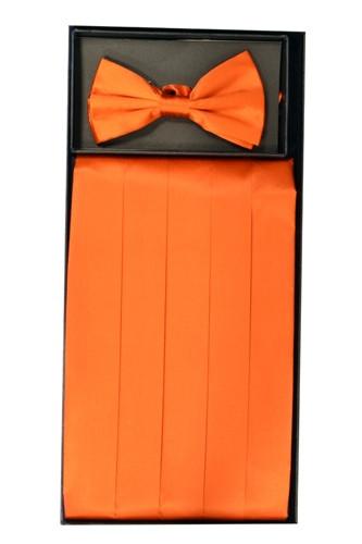 Orange Silk Satin Cummerbund and Bow Tie Set-Men's Cummerbund-ABC Fashion