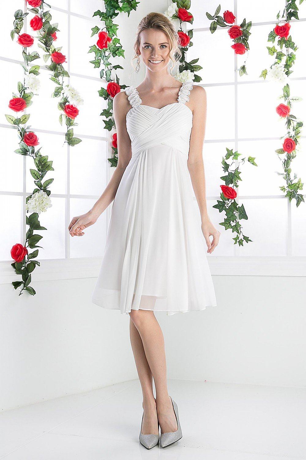 Pleated Short Sleeveless Dress by Cinderella Divine 3801