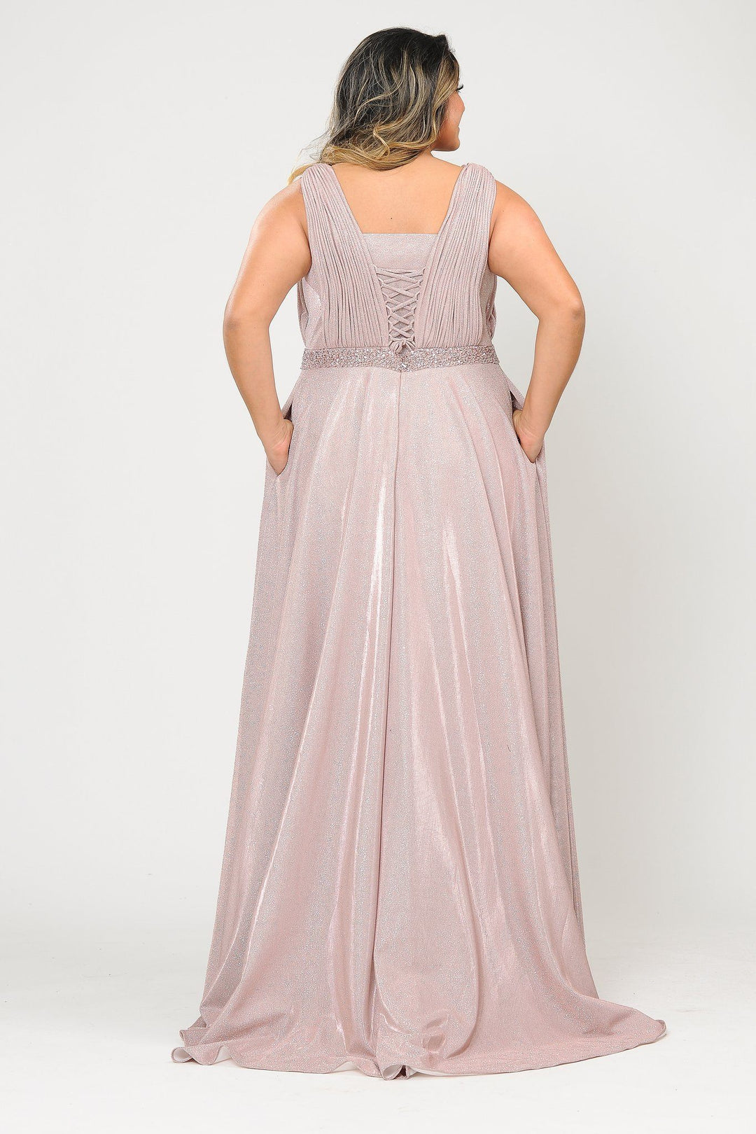 Plus Size Long Iridescent Glitter Dress by Poly USA W1082