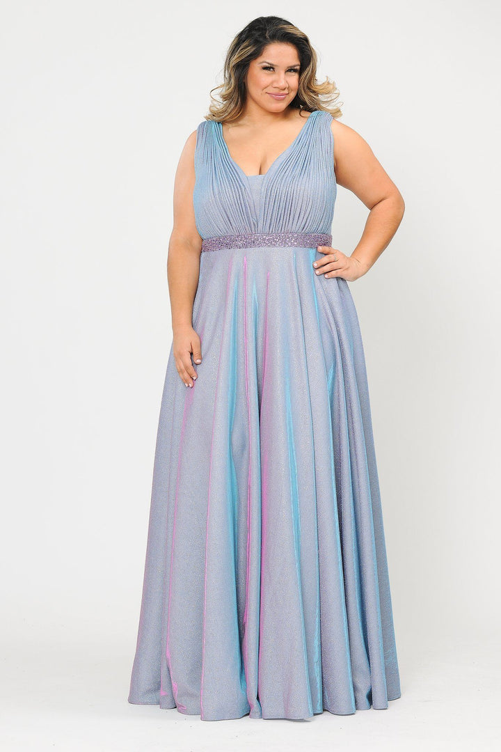 Plus Size Long Iridescent Glitter Dress by Poly USA W1082