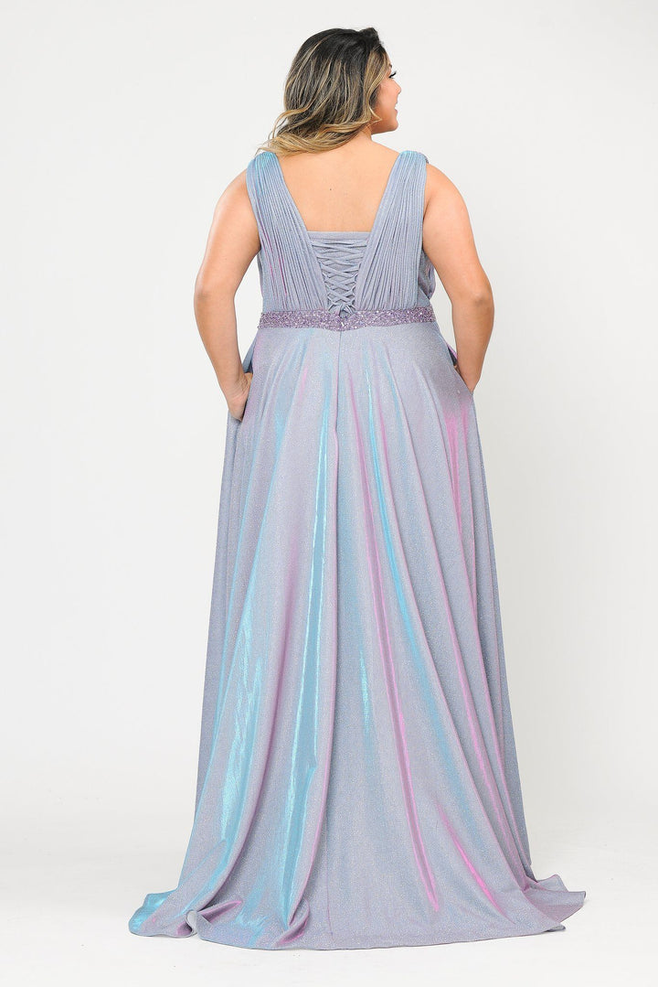 Plus Size Long Iridescent Glitter Dress by Poly USA W1082