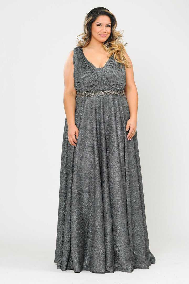 Plus Size Long Iridescent Glitter Dress by Poly USA W1082