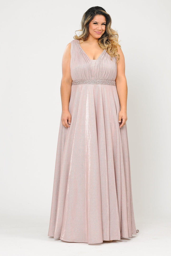 Plus Size Long Iridescent Glitter Dress by Poly USA W1082