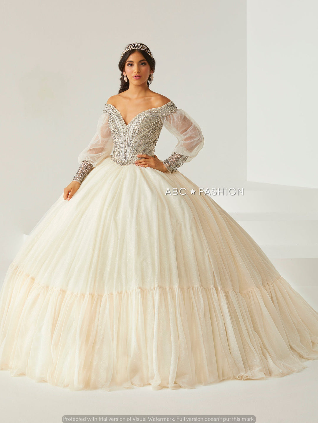 Puff Sleeves Quinceanera Dress by House of Wu 26012