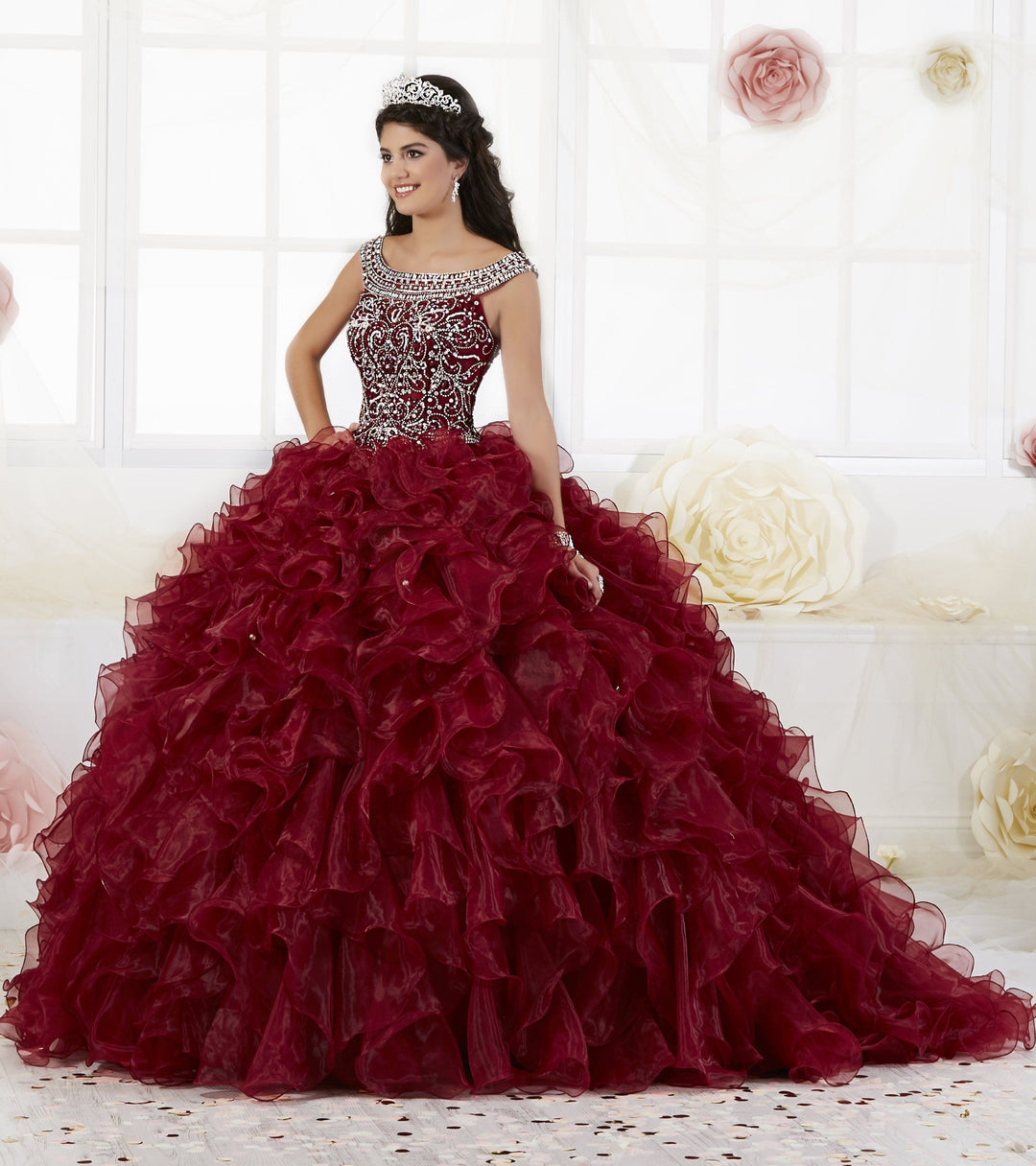 Ruffled Cap Sleeve Quinceanera Dress by House of Wu 26897-Quinceanera Dresses-ABC Fashion