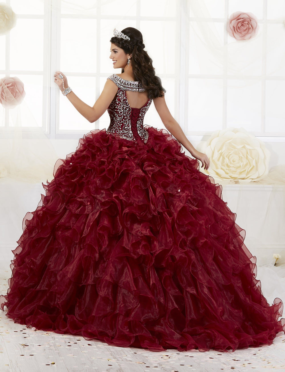 Ruffled Cap Sleeve Quinceanera Dress by House of Wu 26897-Quinceanera Dresses-ABC Fashion