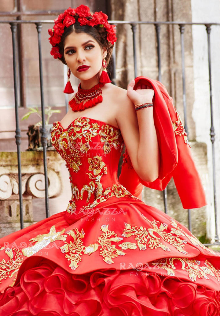 Ruffled Charro Quinceanera Dress by Ragazza Fashion M13-113-Quinceanera Dresses-ABC Fashion