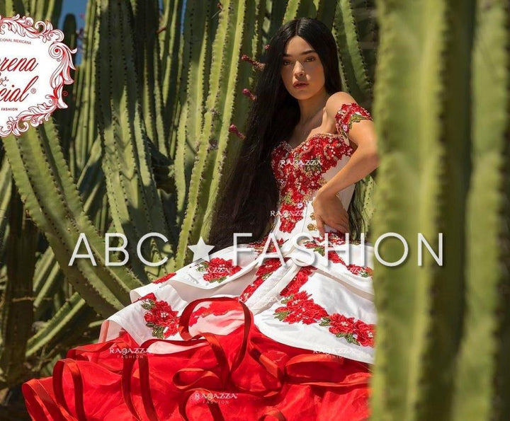 Ruffled Floral Charro Quince Dress by Ragazza Fashion MV17-117-Quinceanera Dresses-ABC Fashion