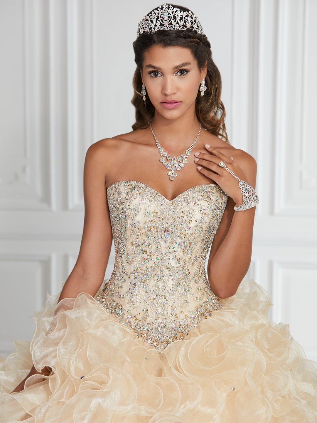 Ruffled Strapless Quinceanera Dress by House of Wu 26833-Quinceanera Dresses-ABC Fashion