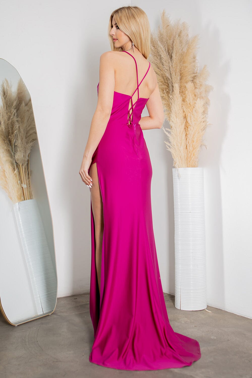 Satin Cowl Corset Gown by Cinderella Couture 8035J