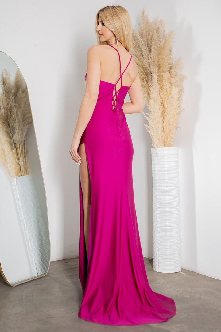 Satin Cowl Corset Gown by Cinderella Couture 8035J
