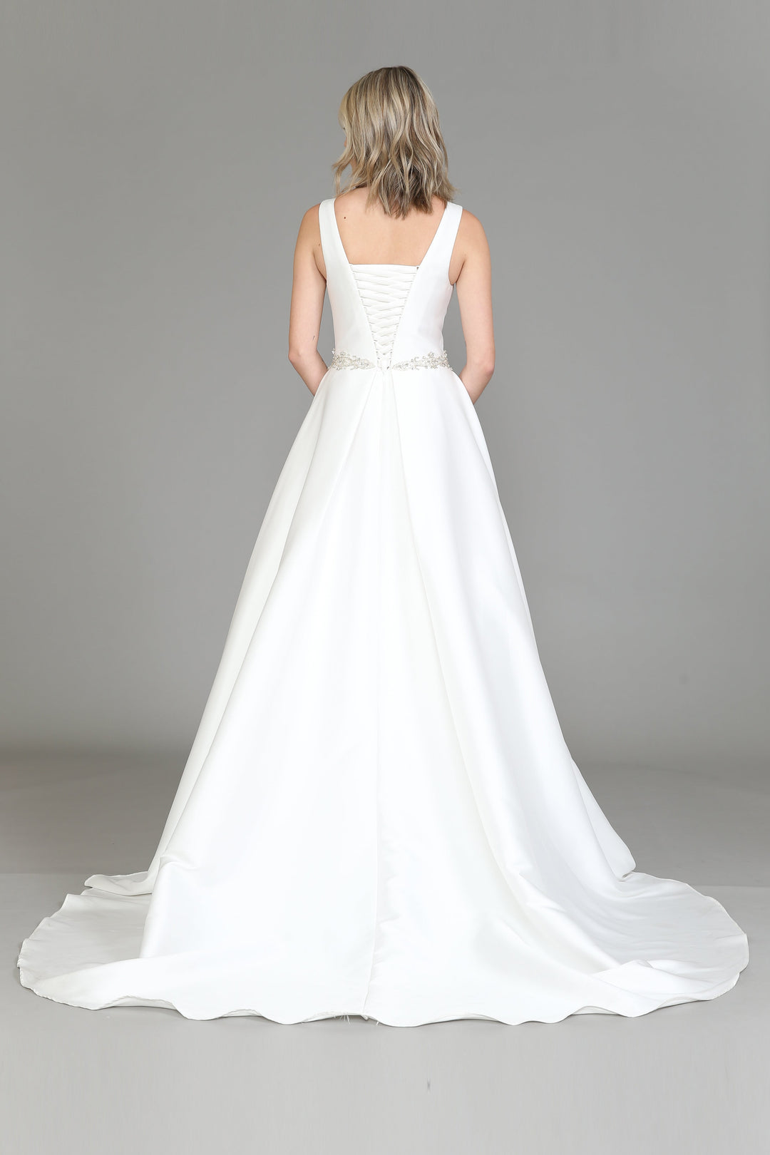 Satin Lace-Up Back Wedding Dress by Poly USA 8518