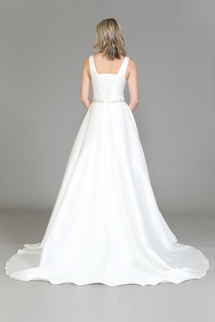 Satin Lace-Up Back Wedding Dress by Poly USA 8518