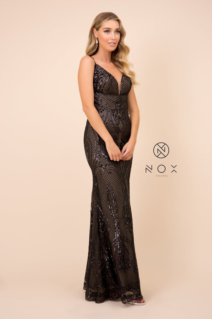 Sequin Mermaid Dress with Over Skirt by Nox Anabel C215