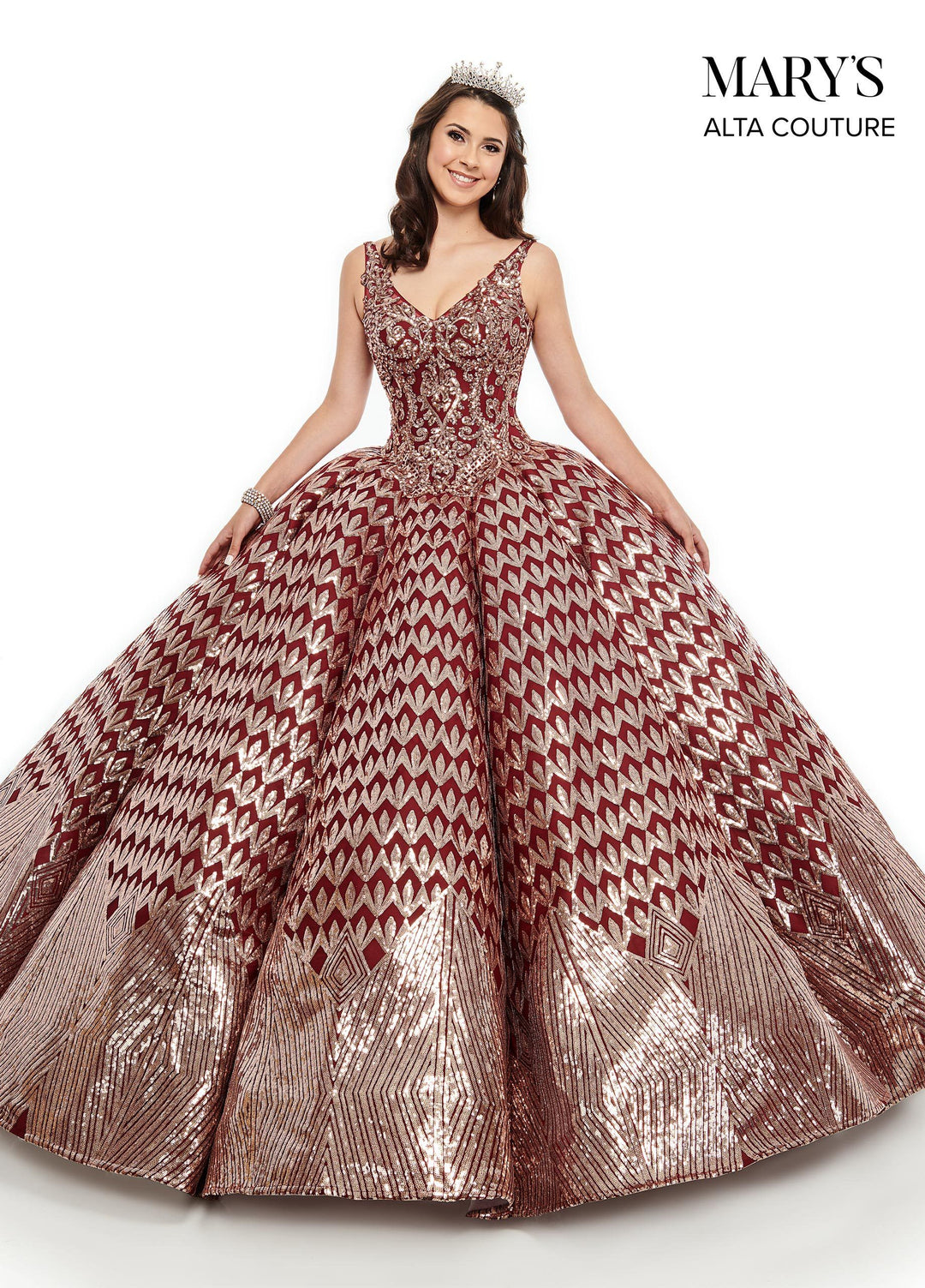 Sequin V-Neck Quinceanera Dress by Alta Couture MQ3040-Quinceanera Dresses-ABC Fashion