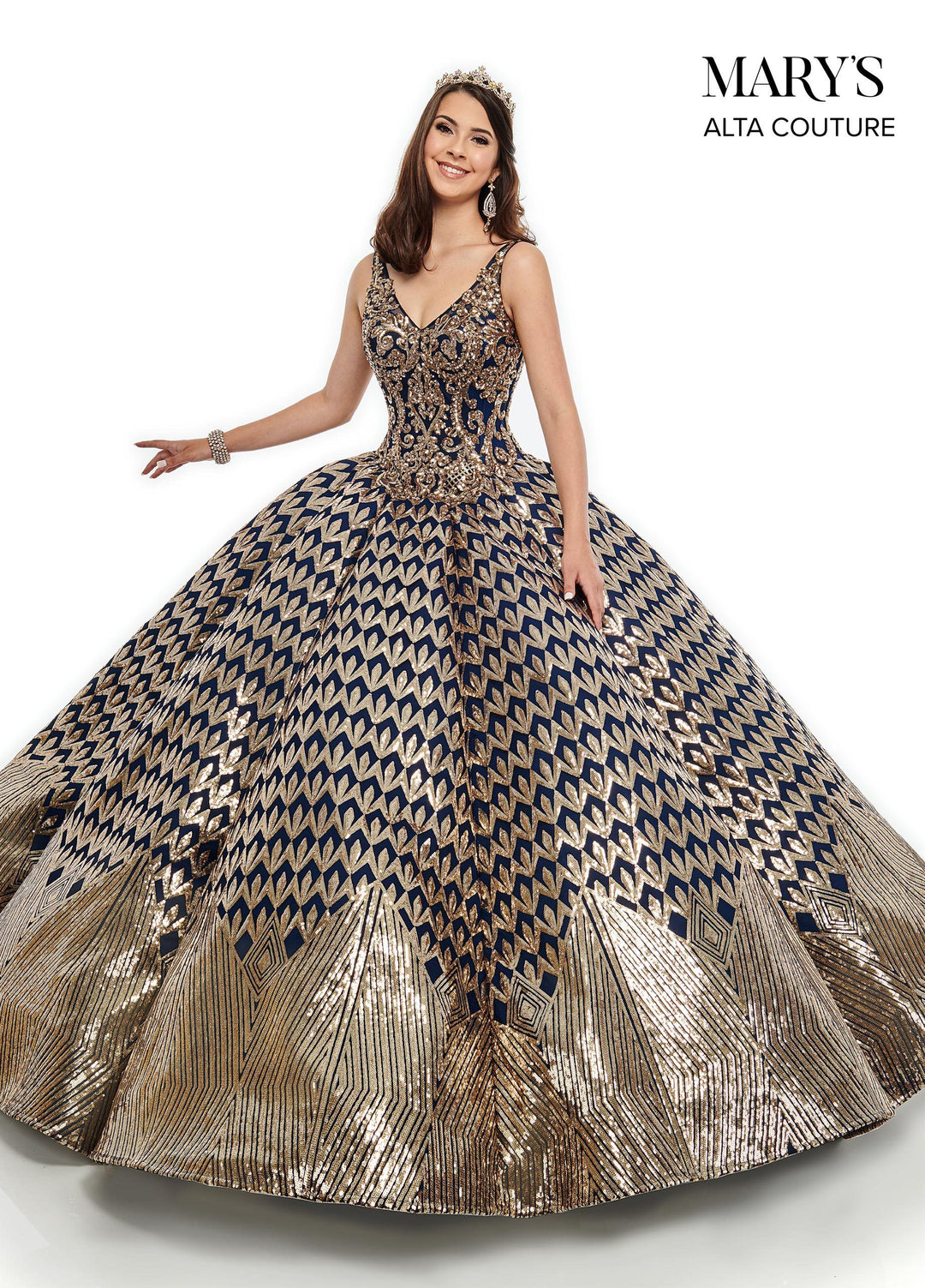 Sequin V-Neck Quinceanera Dress by Alta Couture MQ3040-Quinceanera Dresses-ABC Fashion