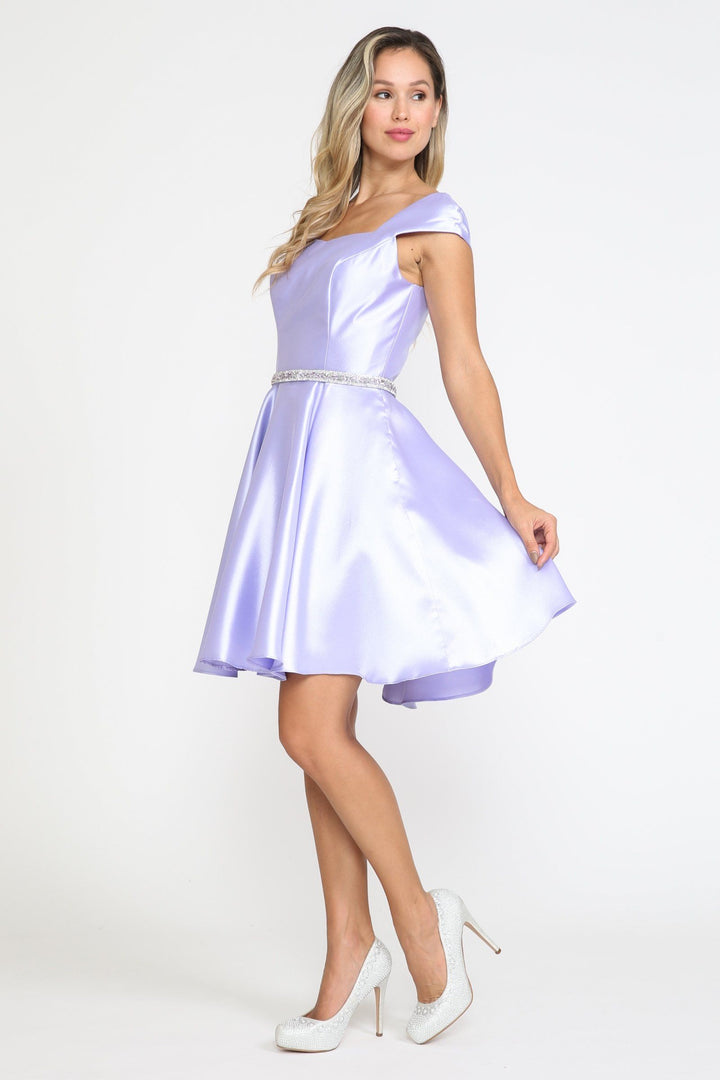 Short Cap Sleeve Mikado Dress by Poly USA 8416