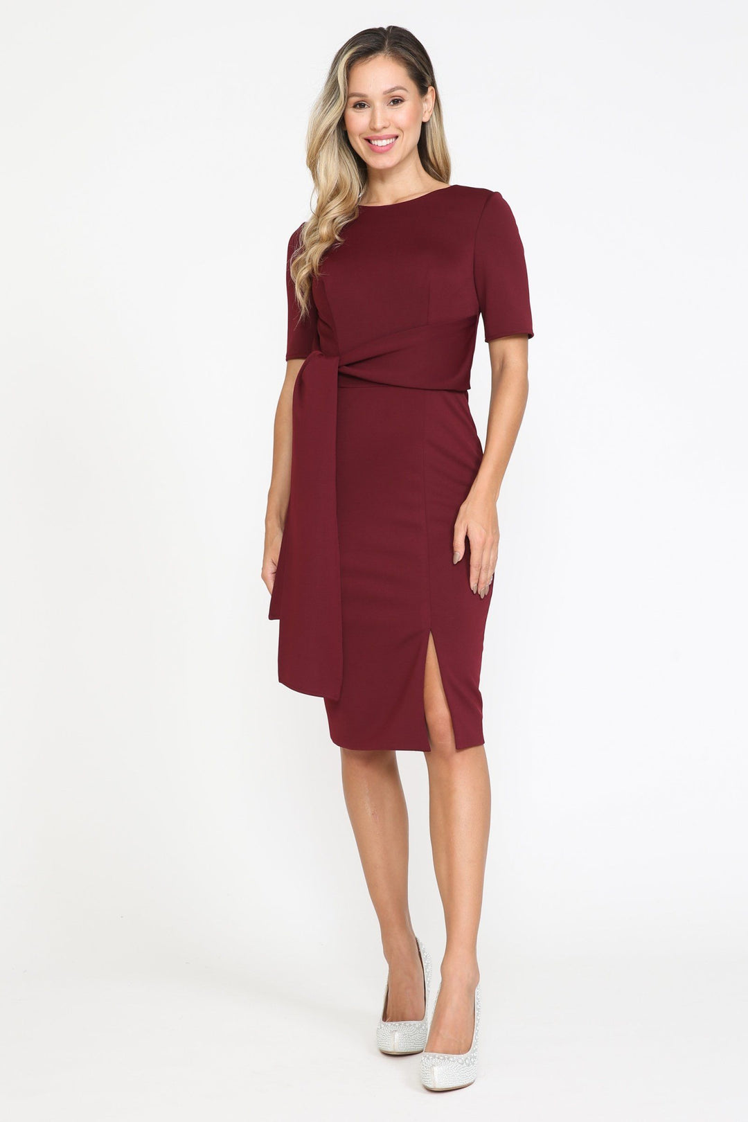 Short Fitted Dress with Short Sleeves by Poly USA 8524