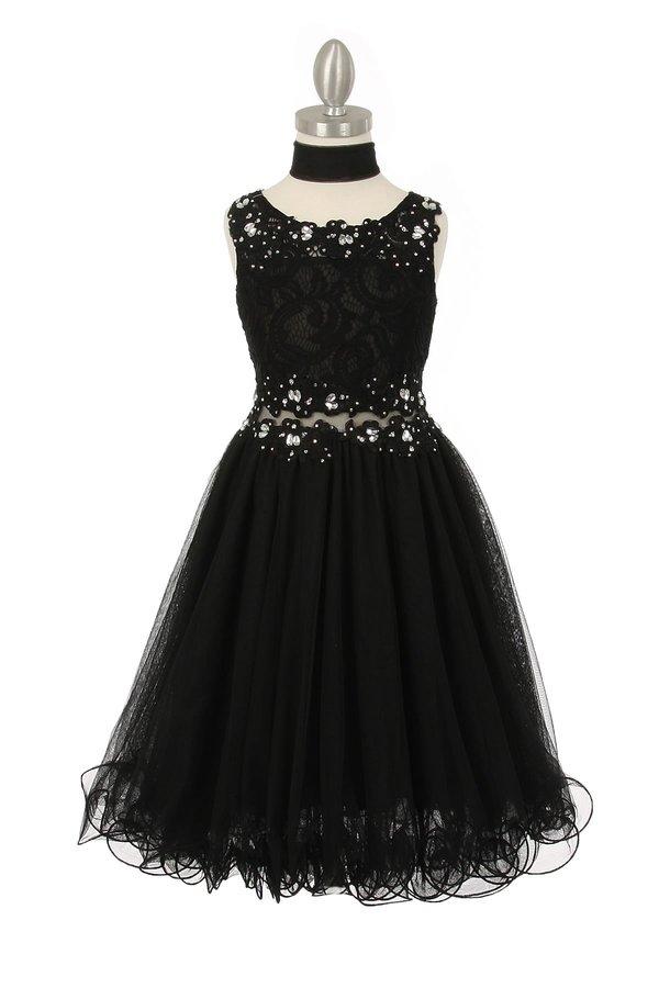 Short Ruffled Dress with Lace Bodice by Cinderella Couture 5010-Short Cocktail Dresses-ABC Fashion