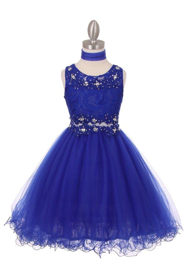 Short Ruffled Dress with Lace Bodice by Cinderella Couture 5010-Short Cocktail Dresses-ABC Fashion