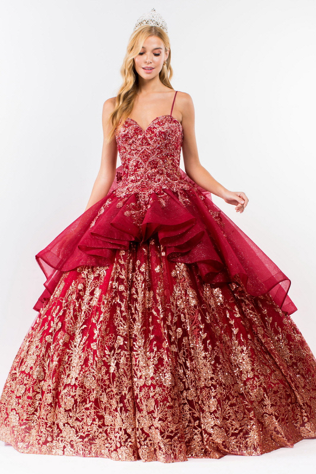 Sleeveless Glitter Ball Gown by Elizabeth K GL1927