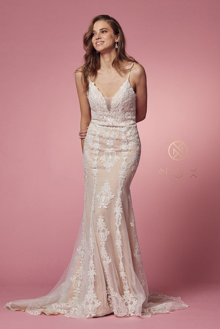Sleeveless Lace Mermaid Gown by Nox Anabel H494