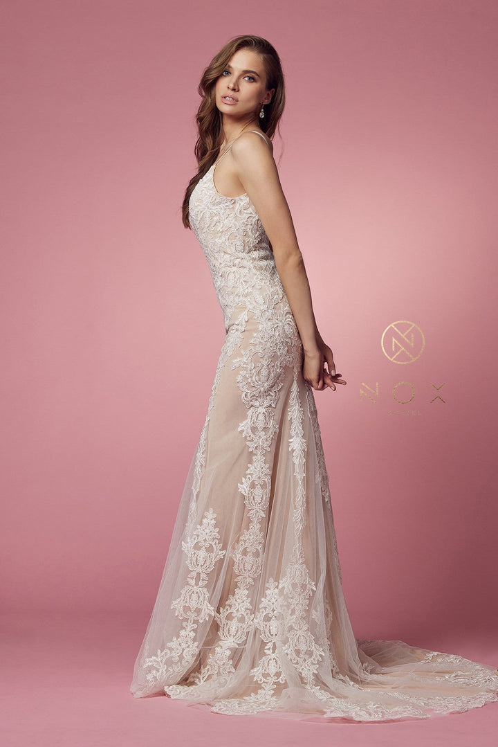 Sleeveless Lace Mermaid Gown by Nox Anabel H494