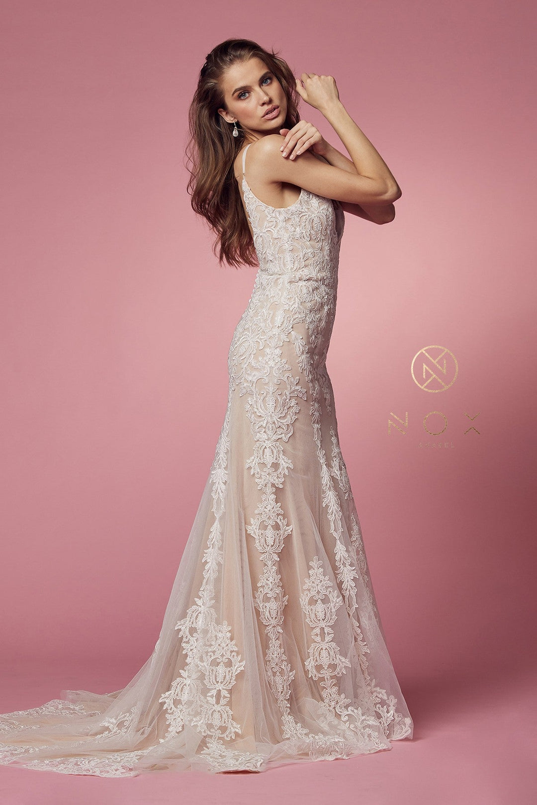 Sleeveless Lace Mermaid Gown by Nox Anabel H494