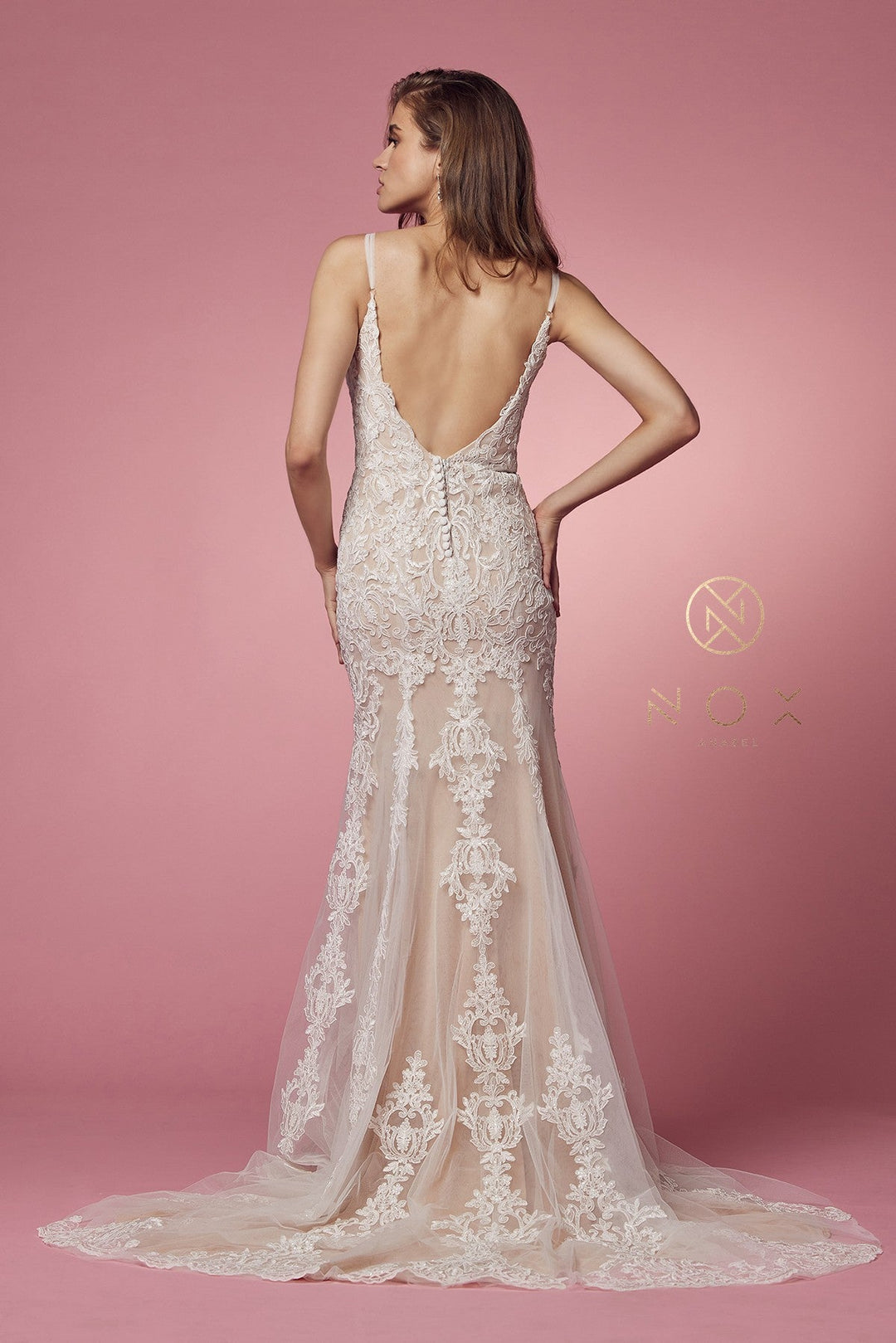 Sleeveless Lace Mermaid Gown by Nox Anabel H494