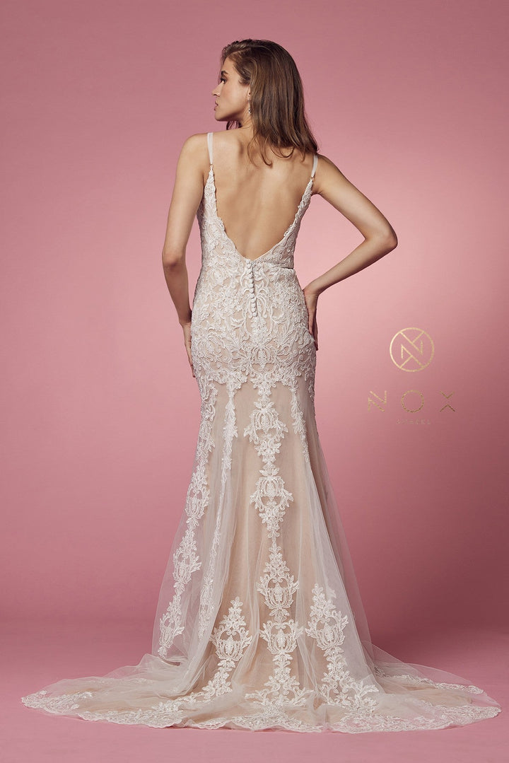 Sleeveless Lace Mermaid Gown by Nox Anabel H494